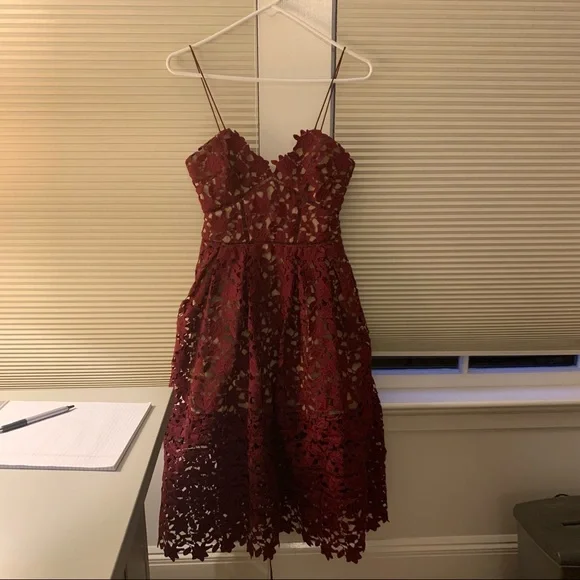 self portrait azaelea dress burgundy self-portrait - Burgundy Lace Satin Maxi Dress